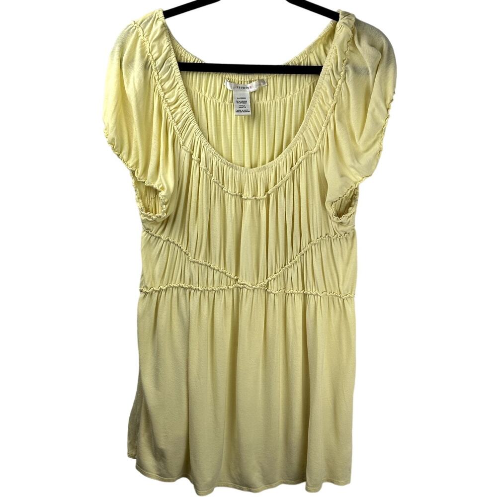 Studio M by Max Studio Yellow Off-the-Shoulder Short Sleeve Cottage Core S-M Top